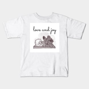 LOVE AND JOY TEDDY BEAR A DOLL BLACK AND WHITE Kids T-Shirt